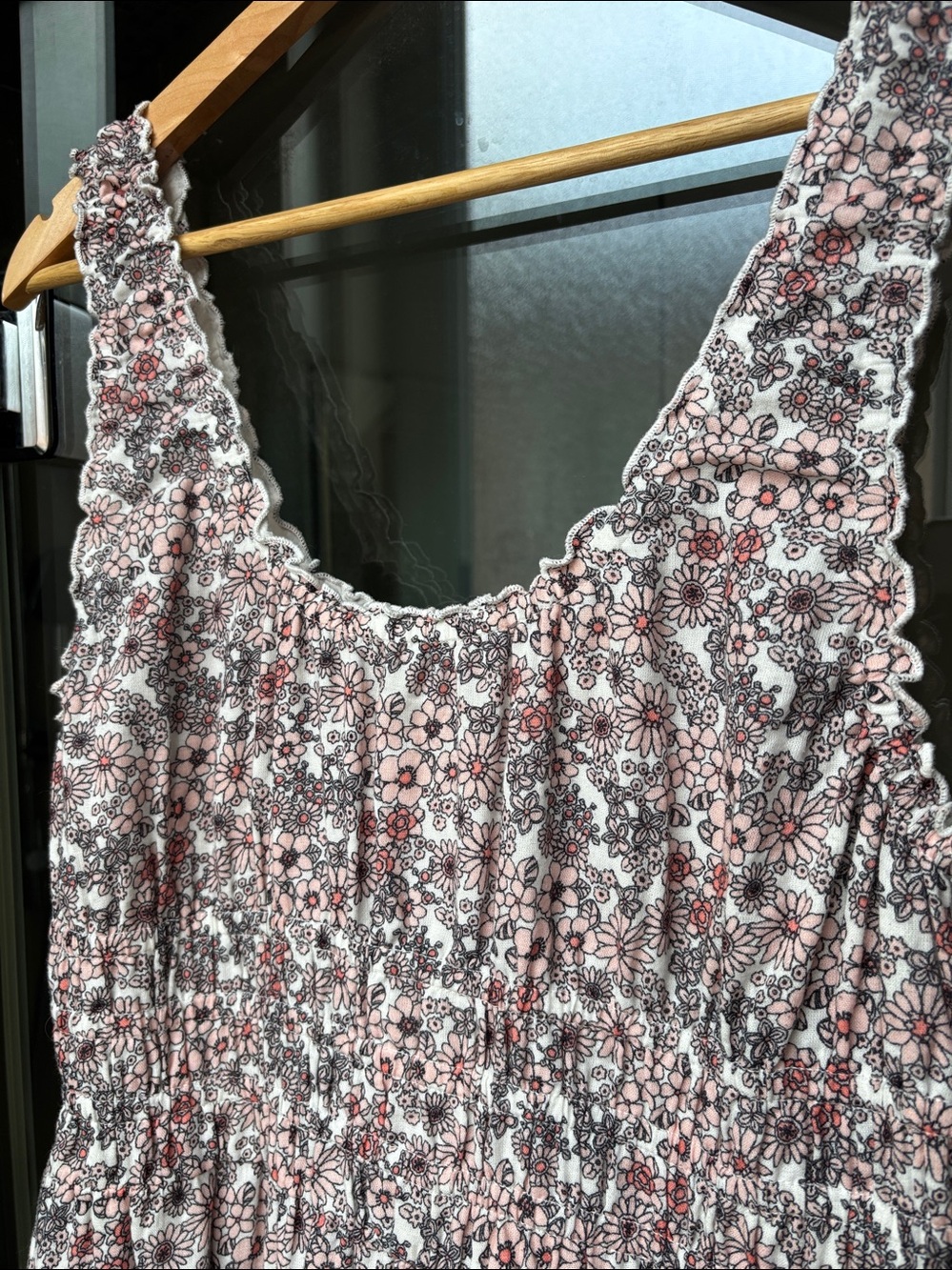 Floral Cotton Sundress in White Black and Dusty Pink, Fully Lined with Cotton